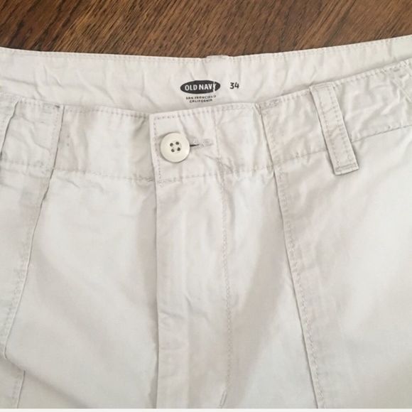 Khaki Mens Flat Front Shorts Size 34 - Picture 6 of 8